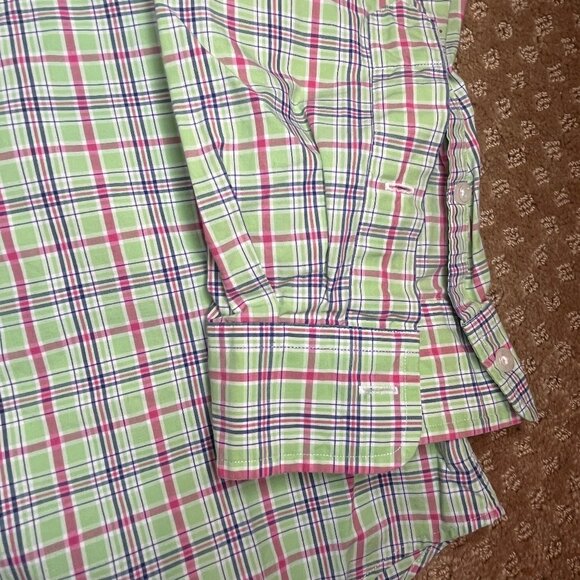 Ralph Lauren Custom Fit Button Up Shirt Spring Green Plaid Men's Size L Summery - Picture 6 of 10